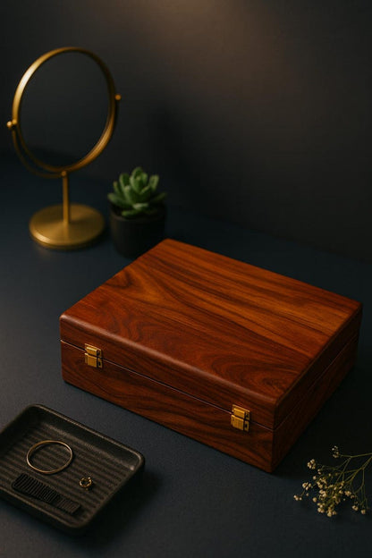 Custom Engraved Wooden Watch Case – 10 Slot Vintage Jewelry Organizer, Gift for Men, Husband, Dad & Groomsmen