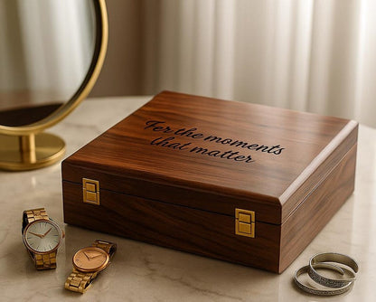 15 Slot Wooden Watch Case – Custom Engraved Jewellery Organizer Box, Gift for Husband, Father & Watch Collector