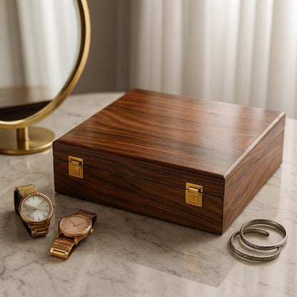 15 Slot Wooden Watch Case – Custom Engraved Jewellery Organizer Box, Gift for Husband, Father & Watch Collector