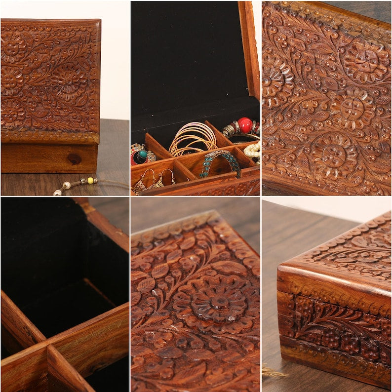 SECRET LOCK BOX - Hidden Compartment Secret Opening Puzzle Box Wood, Handmade Hidden Lock Jewelry Box, Vintage Jewelry Organizer