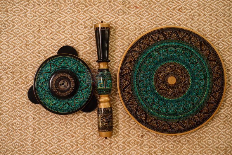 Hand-Painted Moroccan Round Coffee Table – Unique Boho Wooden End Table for Living Room & Bedroom Decor