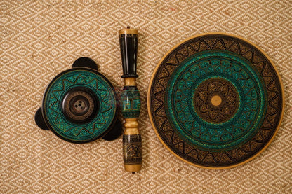 Hand-Painted Moroccan Round Coffee Table – Unique Boho Wooden End Table for Living Room & Bedroom Decor