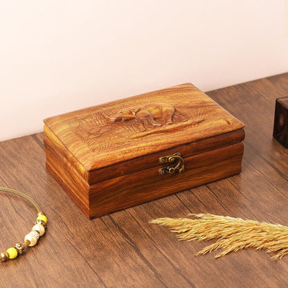 Personalized Wooden Jewelry Box with Lock – Custom Storage Chest for Rings, Earrings & Bridesmaid Gifts