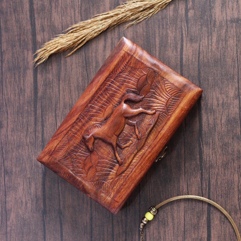 Handmade Horse Art Jewelry Organizer: Wooden Vintage Jewelry Box, Personalized Christmas Gifts